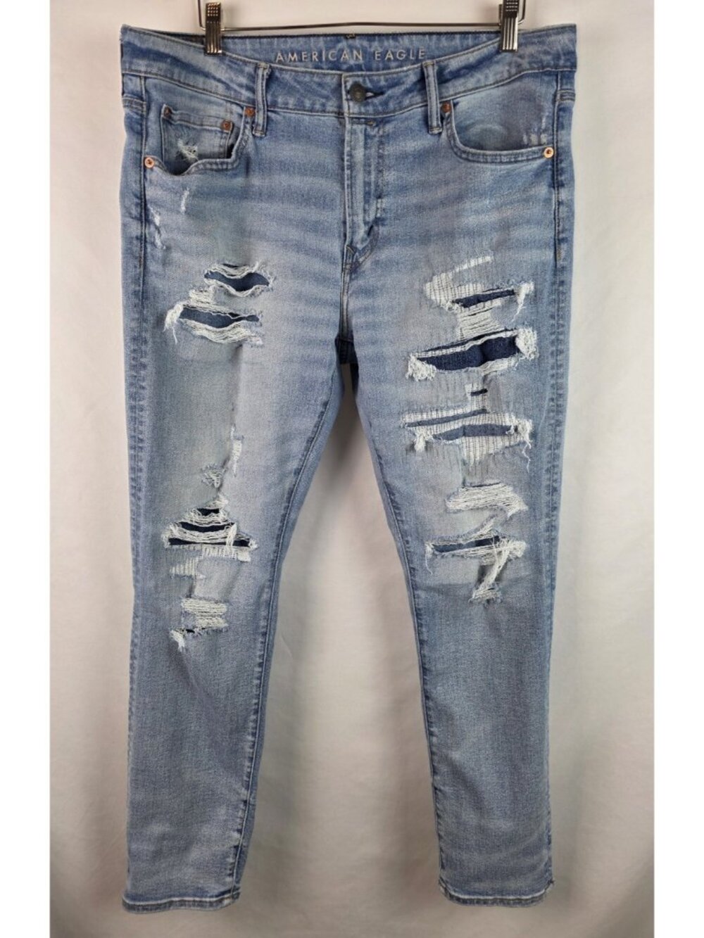 American Eagle Men's Jeans Size 36 x 30 Athletic Skinny Distressed Denim Pants